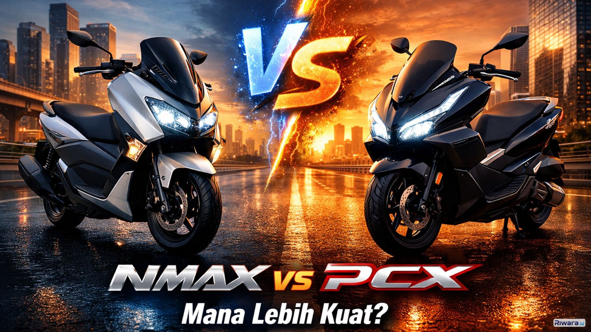 Perbandingan skutik premium Yamaha NMAX 155 Connected/ABS dan Honda PCX160 yang bersaing ketat di pasar motor matic 150&ndash;160 cc Indonesia pada 2026.